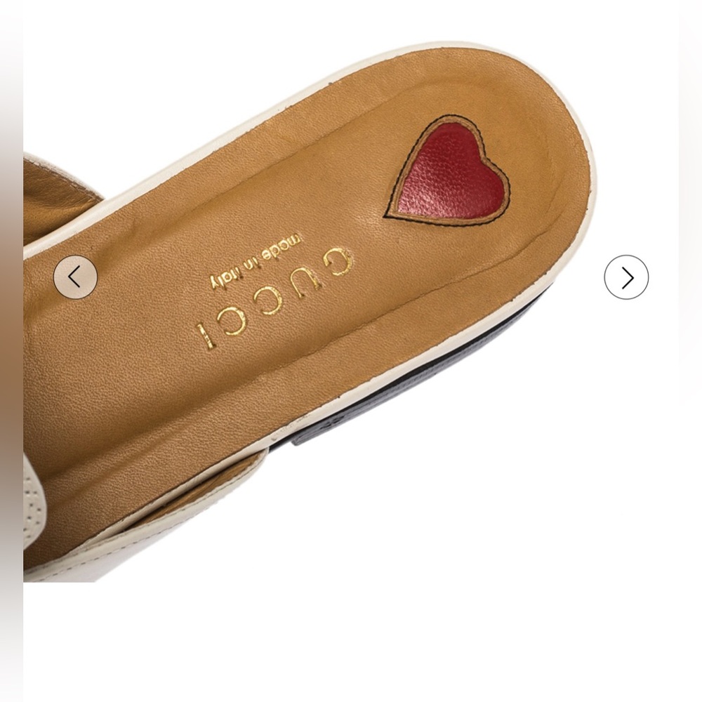 Gucci Off-white Leather Peyton GG Mules - Picture 4 of 6